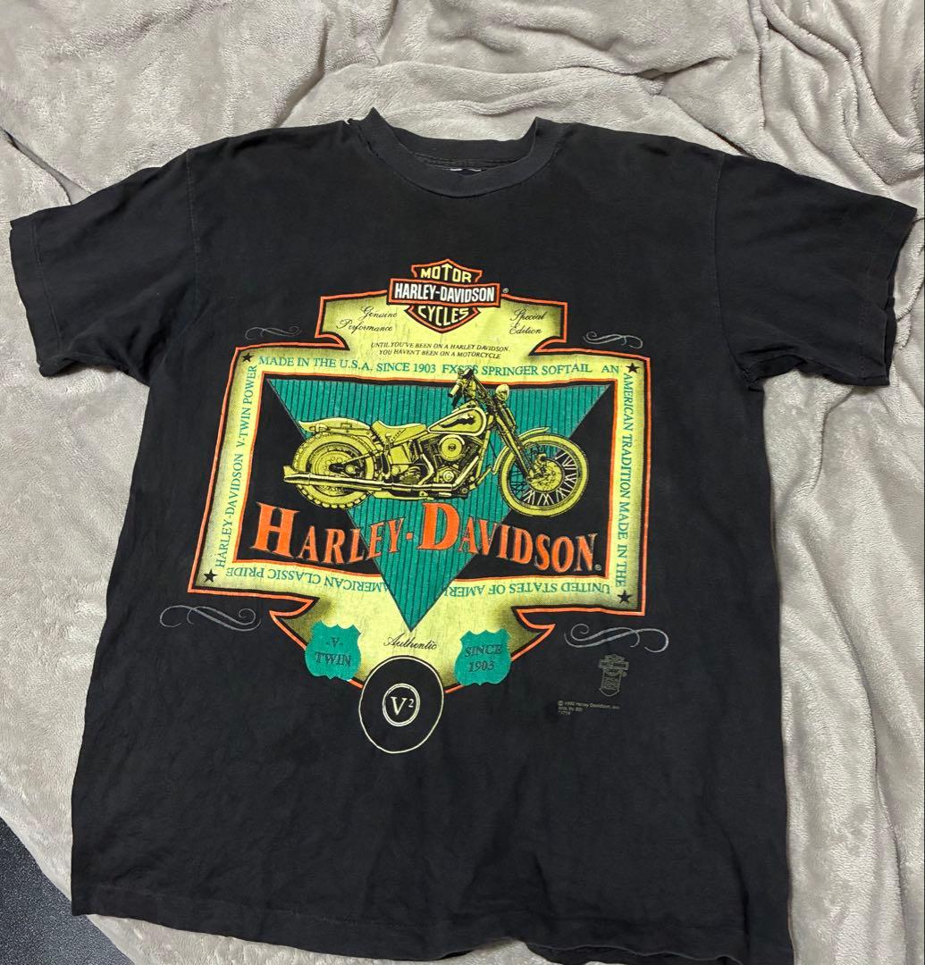 90s シングルステッチHarley-Davidson バイクTシャツ Lサイズ