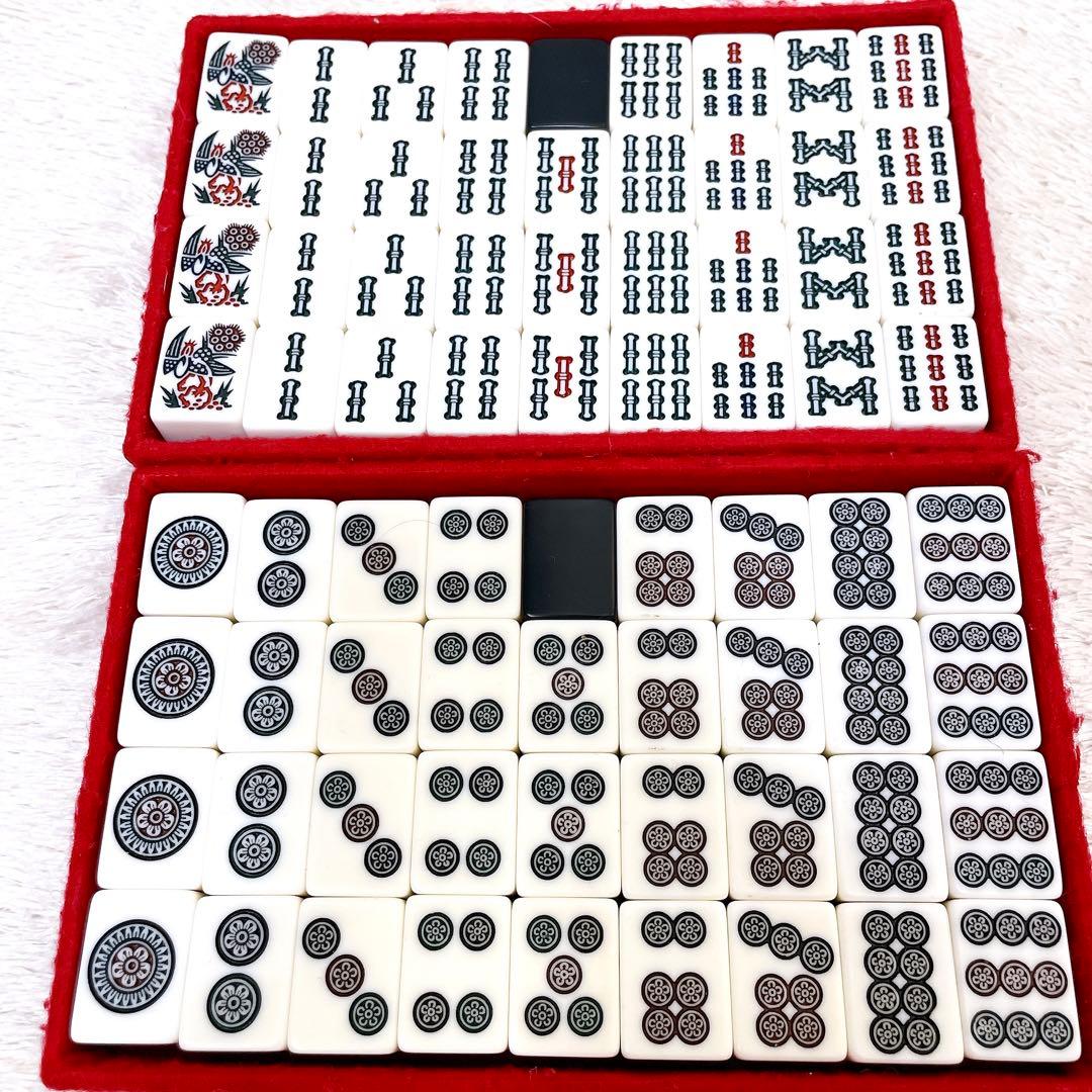 廃盤 良品 ミズノ丸一 麻雀牌 背黒 赤ドラ 季節牌