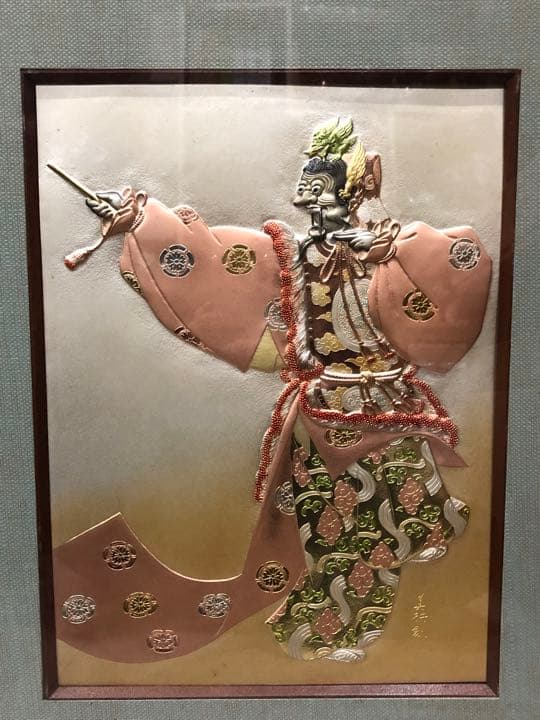 銅製 六角双耳飾花器 手彫唐木花台付 /金属工芸 唐銅 斑紫銅 花入 花瓶