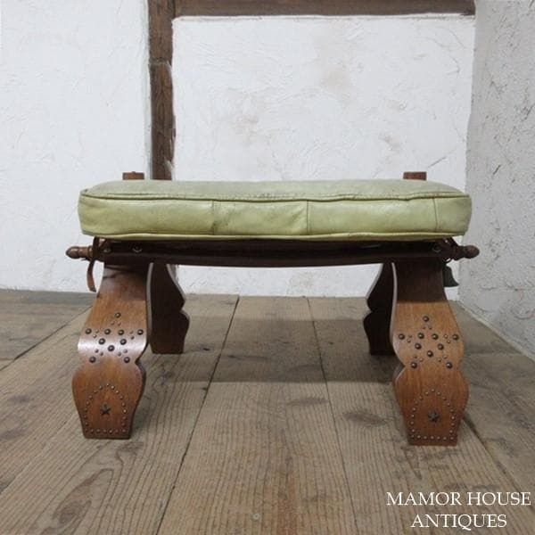 イギリス アンティーク 家具 スツール リアルレザー ベル 英国 4731e