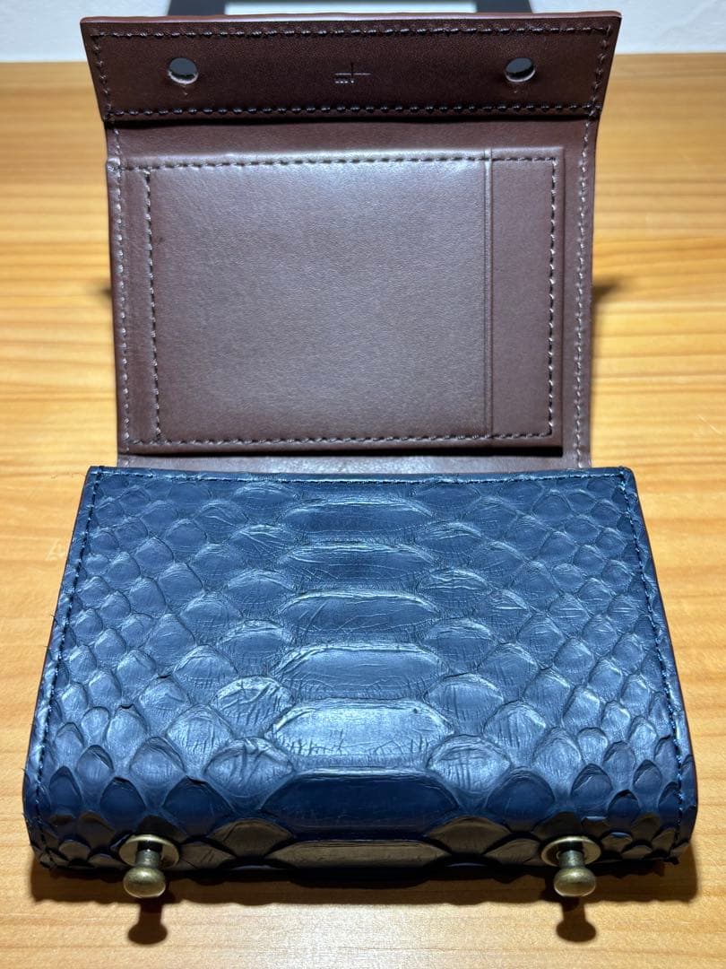 エムピウ　m+ ミッレフォッリエ　パイソン ネイビー 財布