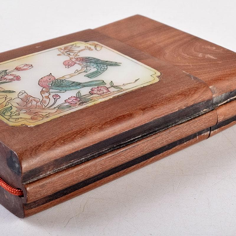 時代提げ物　玉石細工花鳥図　印籠　薬入　根付　緒締め玉　Z　8577