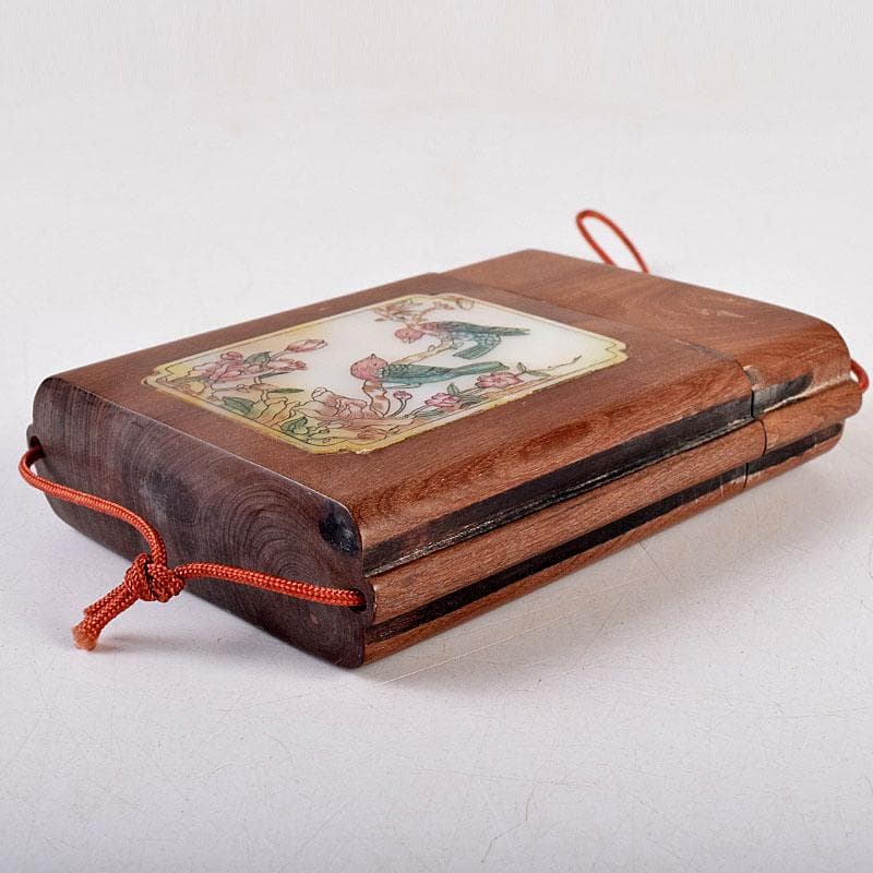 時代提げ物　玉石細工花鳥図　印籠　薬入　根付　緒締め玉　Z　8577