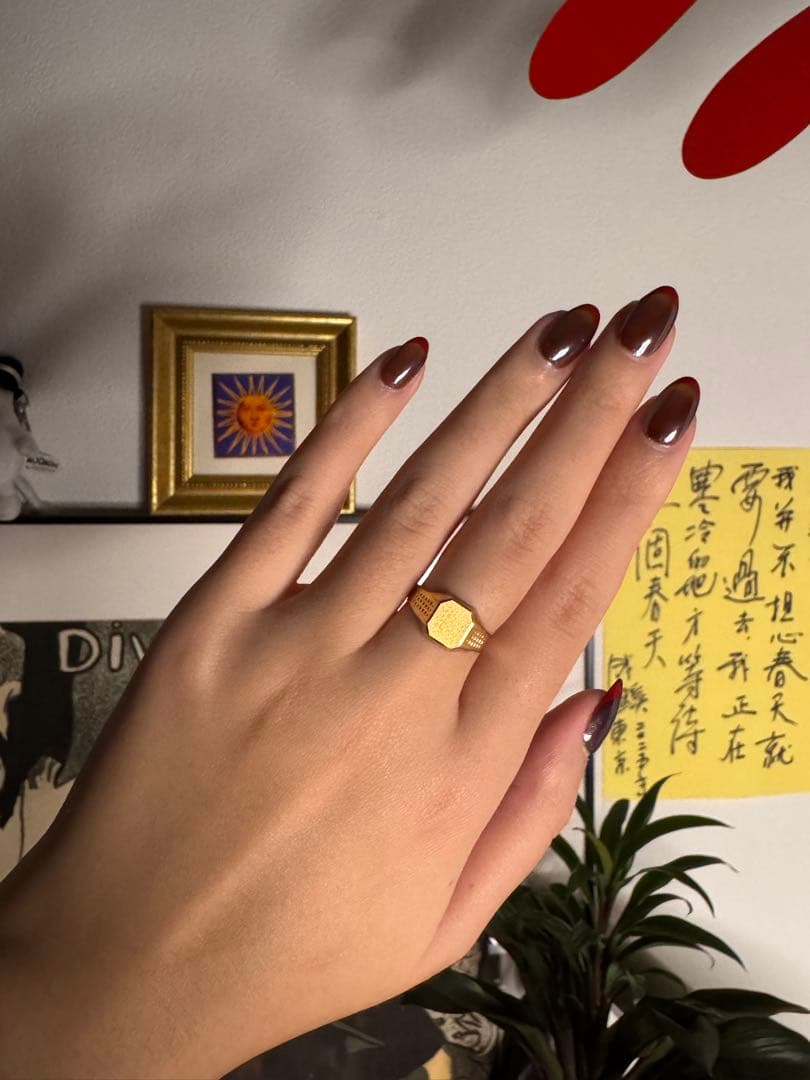 ヴィンテージ750刻印　六角形印台リング