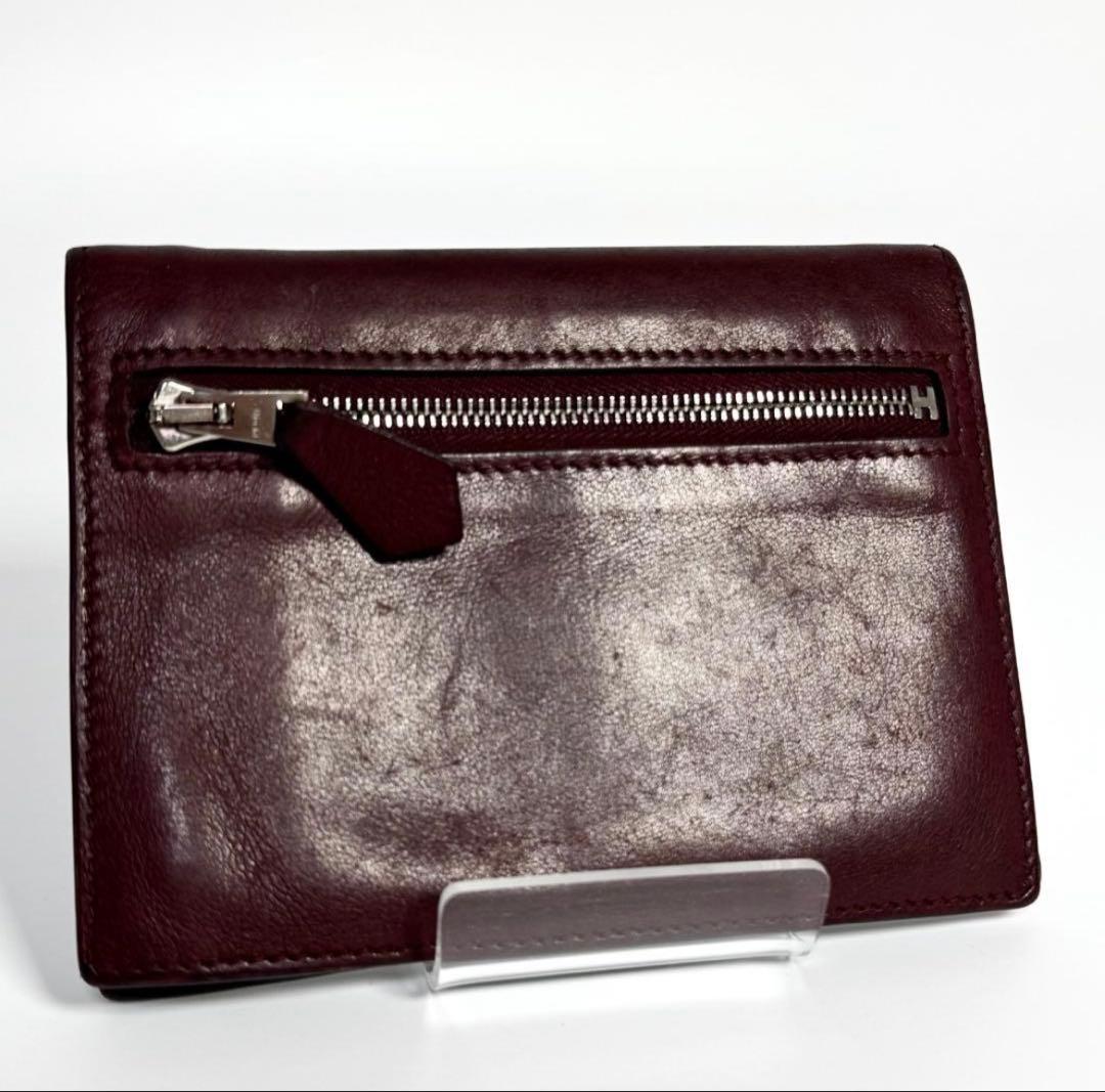にゃ〜★ さま専用HERMESエルメス二つ折り財布 ボルドーレア品