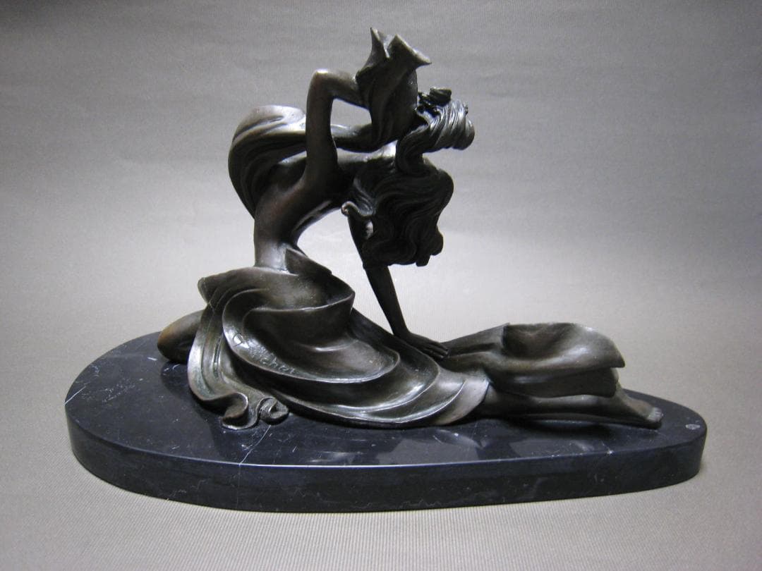 ブロンズ像　舞女　G. Michiel　銅像　インテリア　大理石台座　38ｃｍ