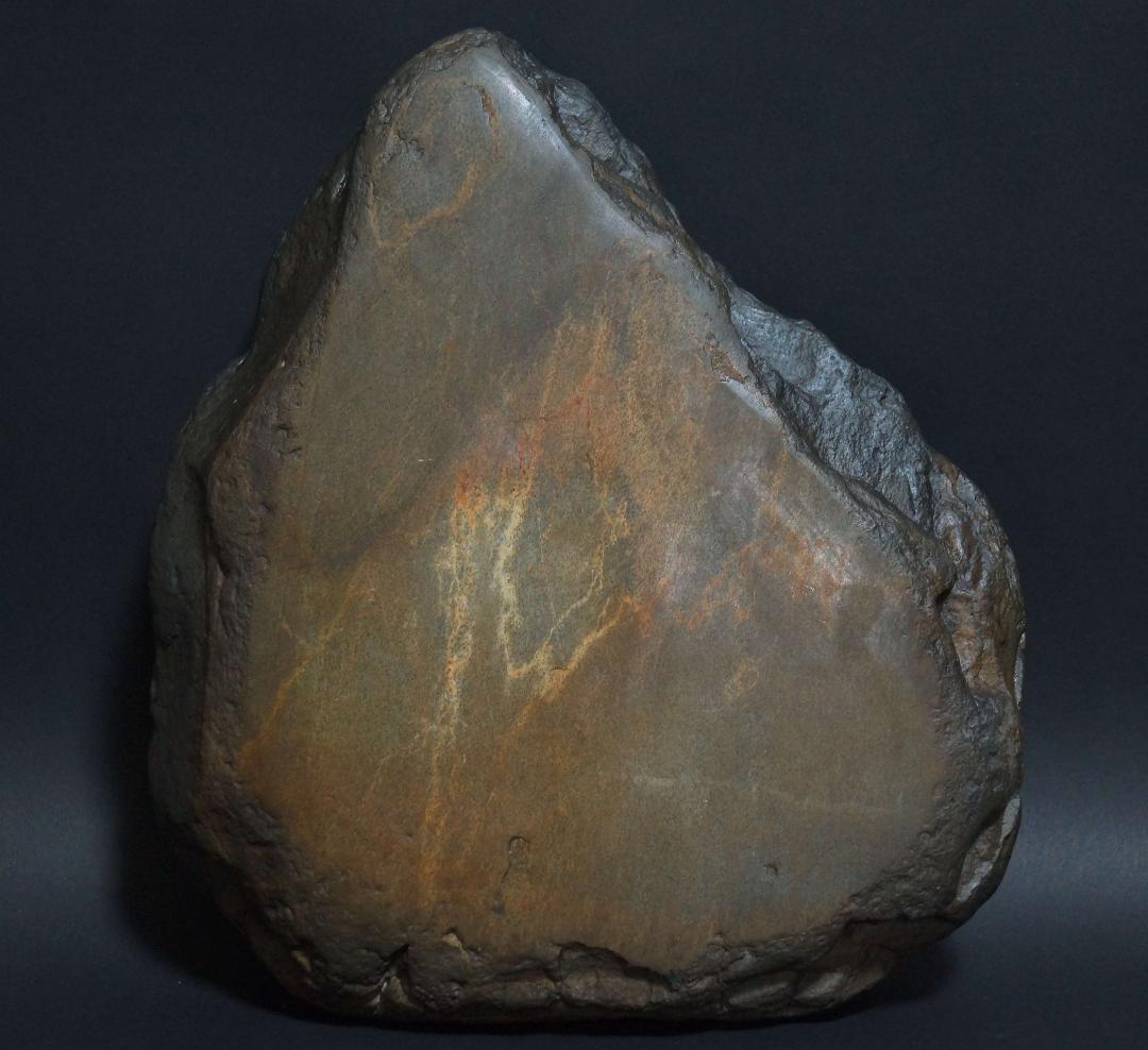 書道具 歙州硯石細工彫り『山水風景図』自然の形文鎮 書斎飾り石