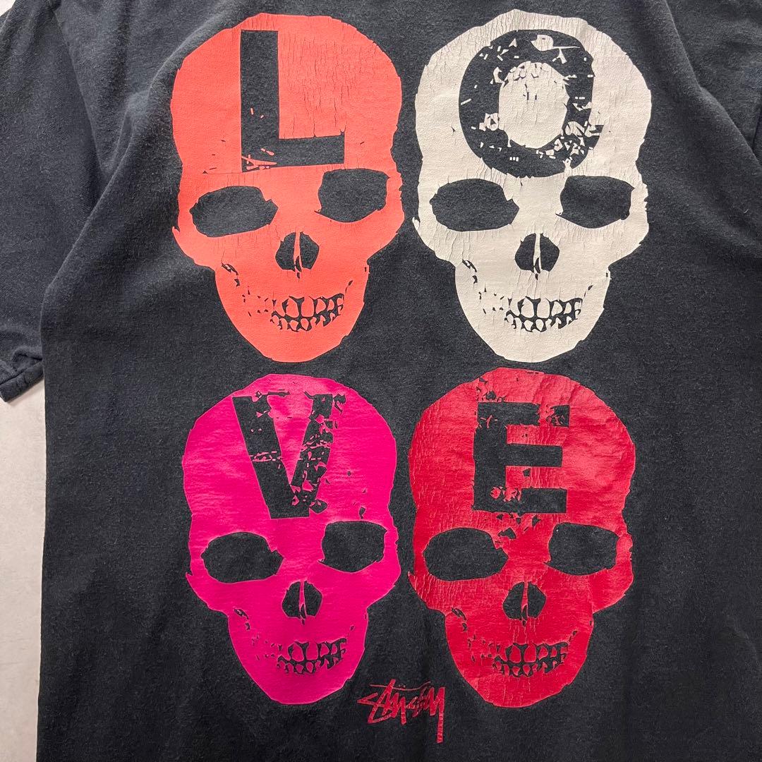 old stussy 90s 00s love hate バンドT スカル 入手困難】00'stussy