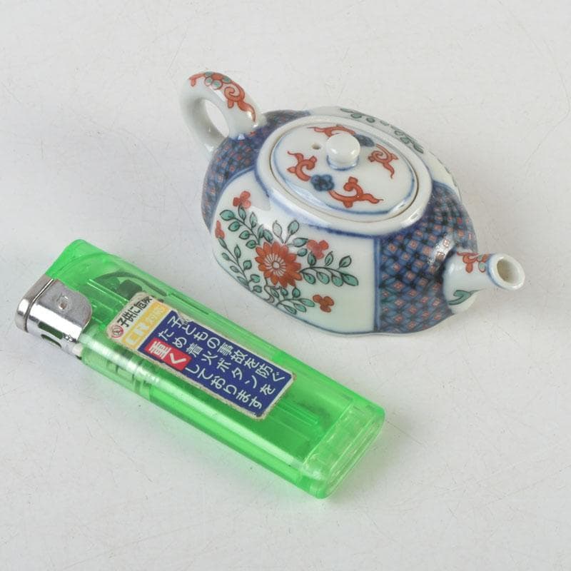 京焼 平安丹祐造 色絵 草花文 水滴 共箱 V 9686