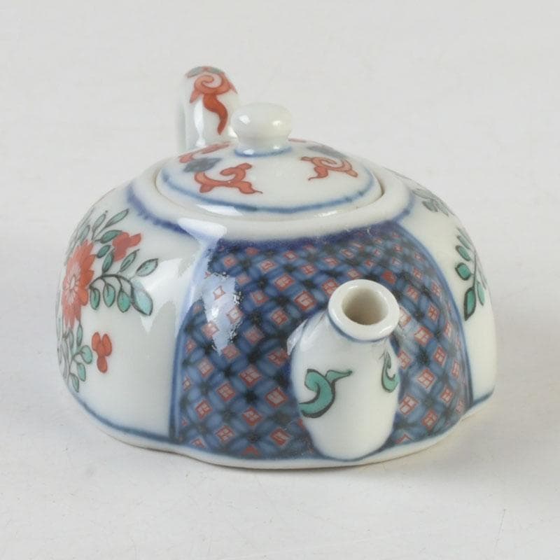 京焼 平安丹祐造 色絵 草花文 水滴 共箱 V 9686