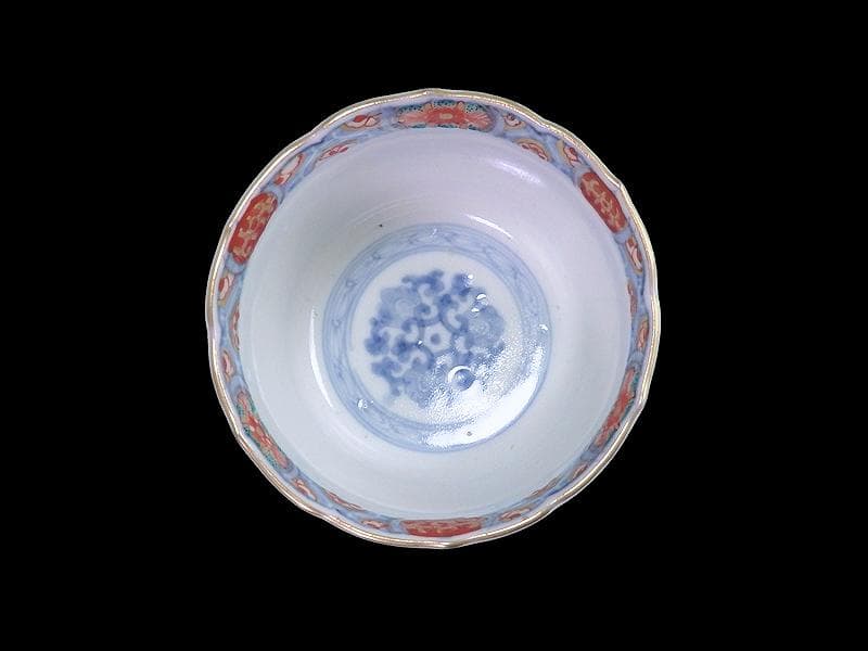 古伊万里 瓔珞紋に松竹梅 獅子に青海波の図 向付 3客