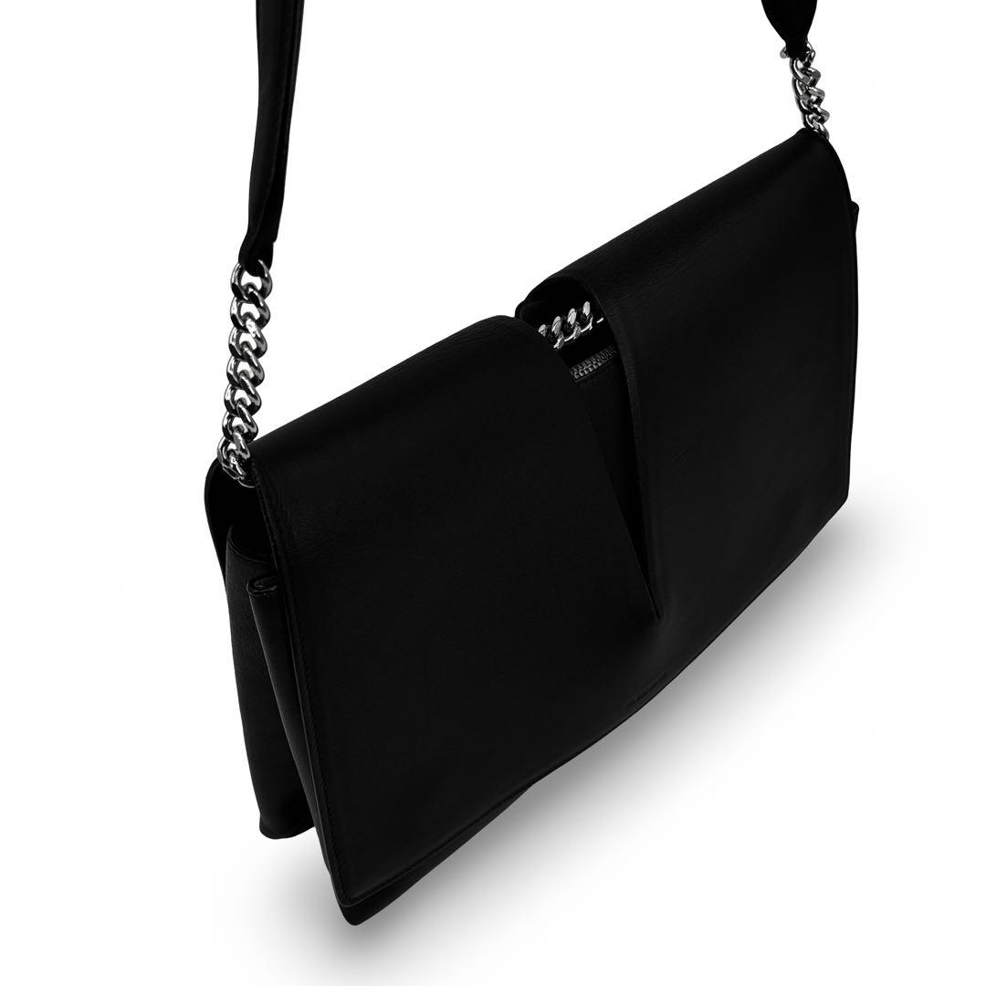 極美品】ジルサンダー チェーン ショルダーバッグ レザー ロゴ　肩掛け 黒