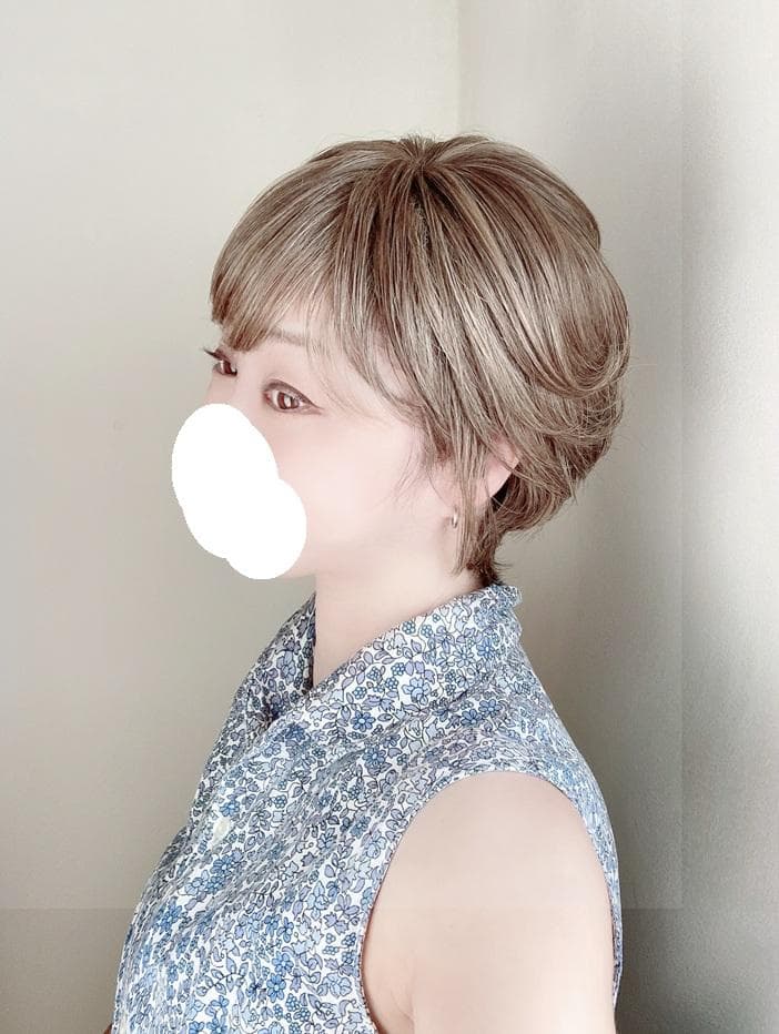 銀座サロン　KAZUE WIG　フェミニンショート　人毛MIX　マルチブラウン