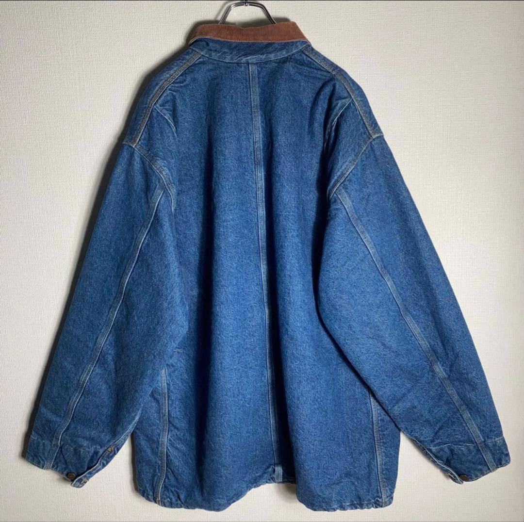 【USA製】Carhartt カバーオール デニムチョアコート 襟コーデュロイ