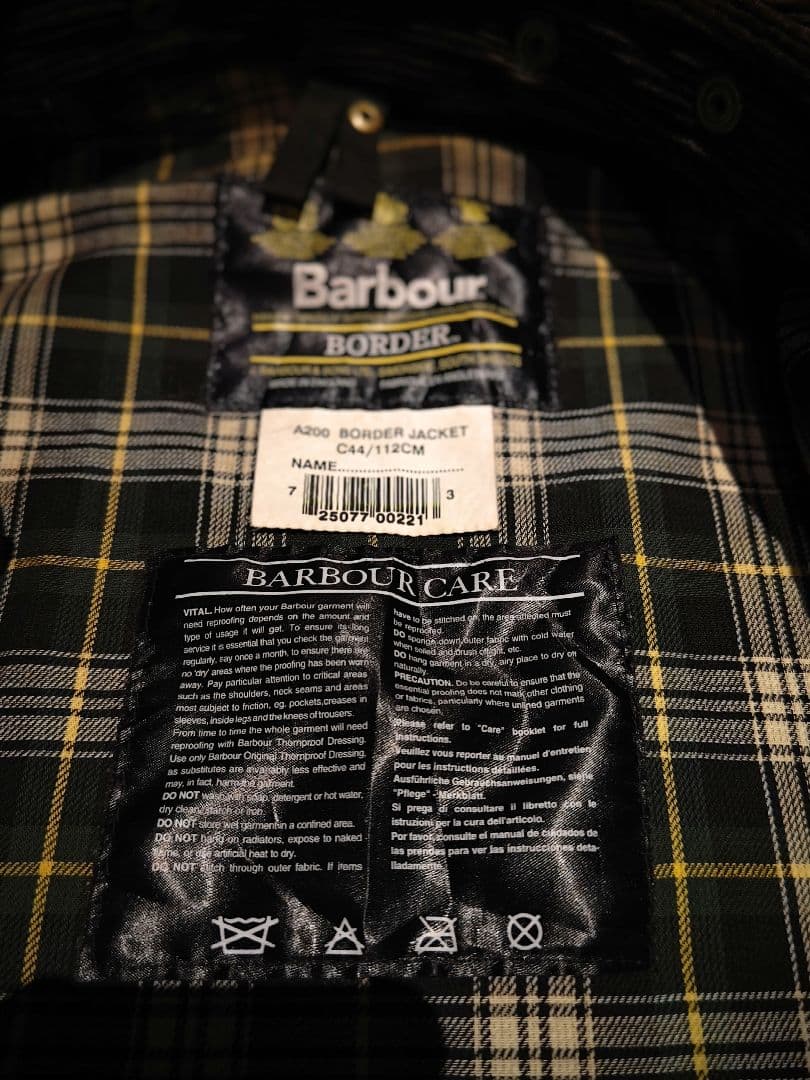 Barbour バブアー オイルジャ A200 BORDER C44/112CM