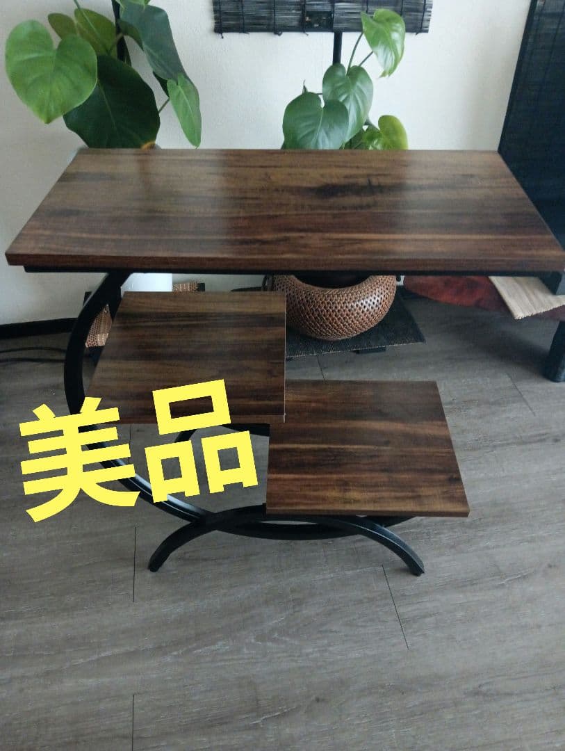 ダークブラウン サイドテーブル アイアン リビング ティーテーブル