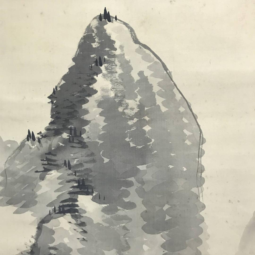 【真作】福田浩湖/山水図/掛軸/名家伝来/AC-667