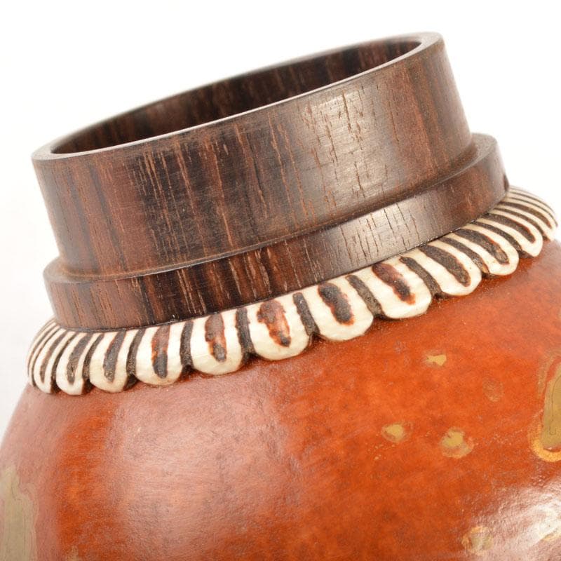 煎茶道具　瓢箪胴黒柿蓋製　波蒔絵　獣骨装飾　茶入　茶壷　M　R4656