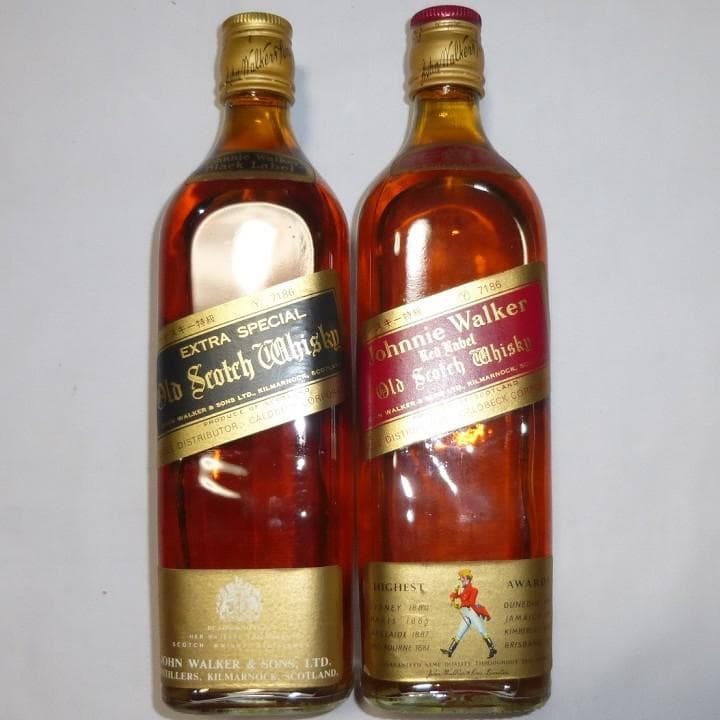 古酒) Johnnie Walker 70年代 ジョニーウォーカー黒赤 セット 古酒