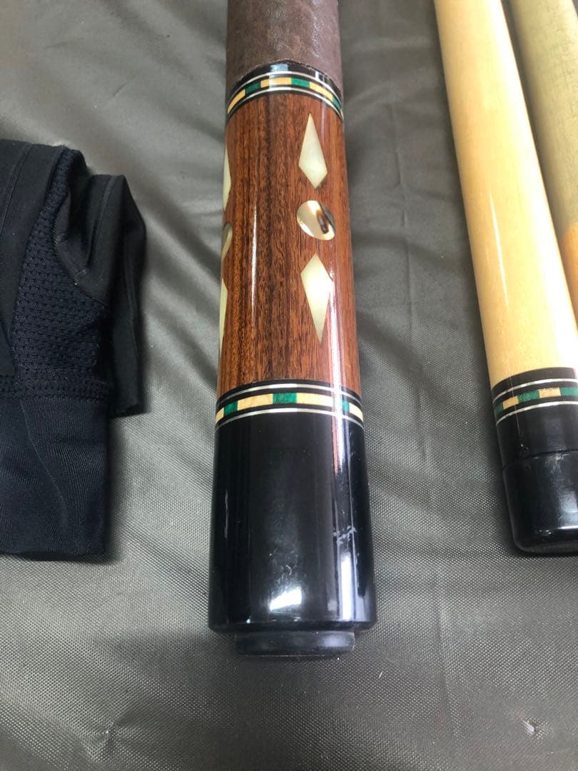 ビリヤード　ビギナー向け　本ハギ　4剣　インレイ入り　キュー　キューケースセット