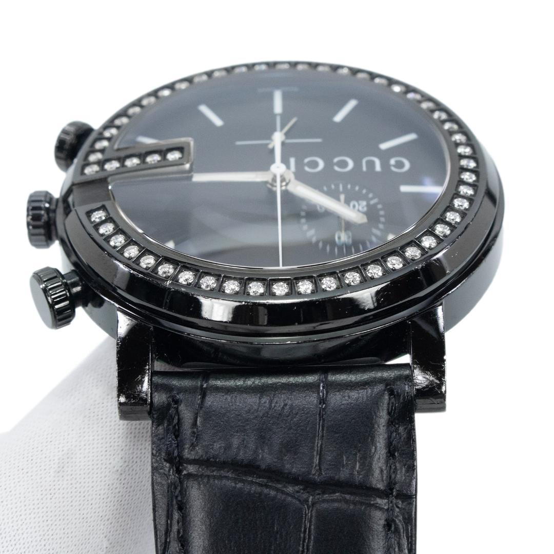 グッチ 腕時計 メンズ Gクロノ 黒 クロノグラフ ダイヤモンドベゼル マーク