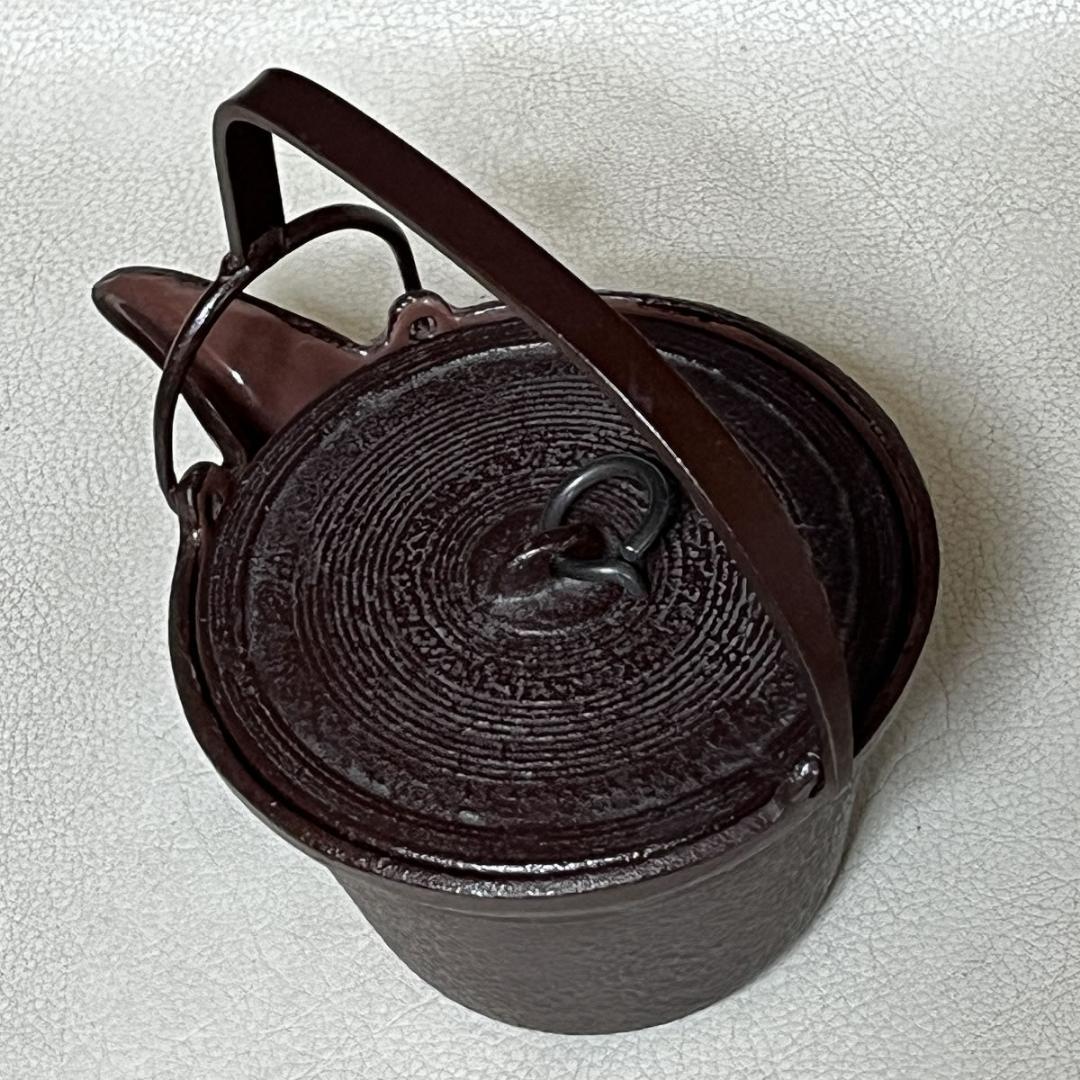 文映 銚子 共箱 瓢蒔絵 替蓋付 鉄製 燗鍋 酒次 酒器 【k3523】