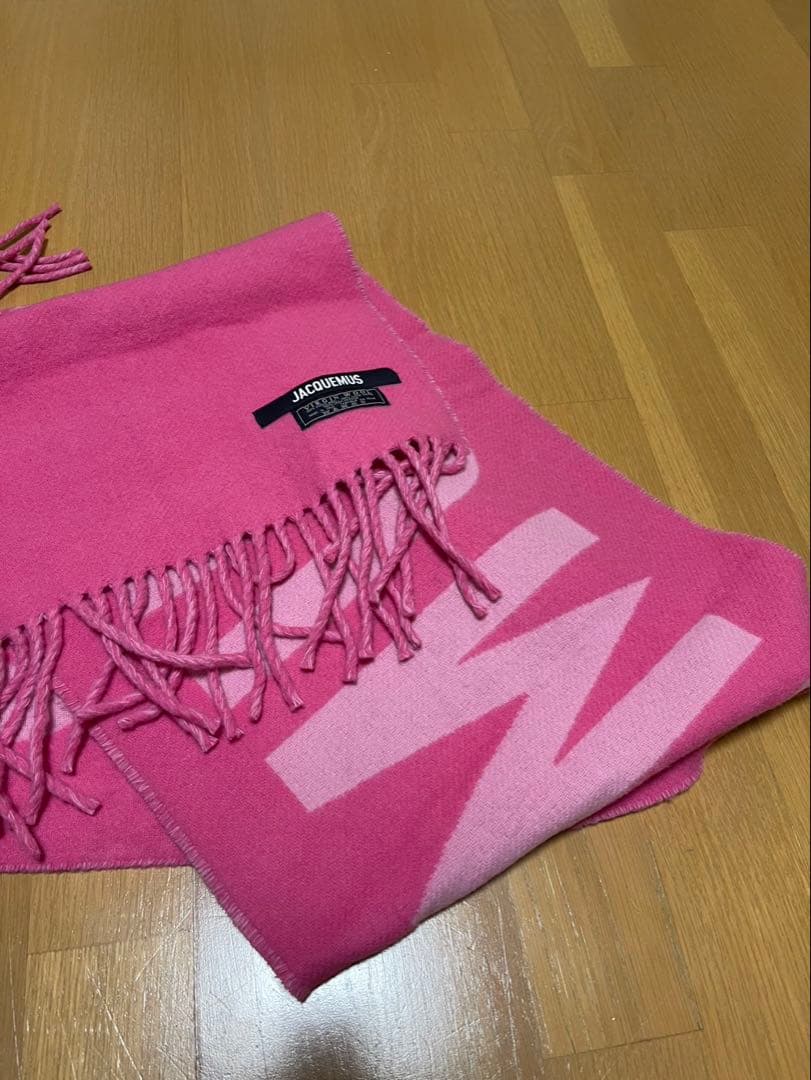 JACQUEMUS ピンク フリンジロゴマフラー ウール ジャックムス - メルカリ