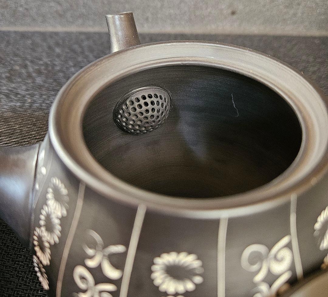 常滑焼　名工　柴田好明　作　黒泥茶注　急須　煎茶碗　5客　常滑茶注　茶道具　茶器