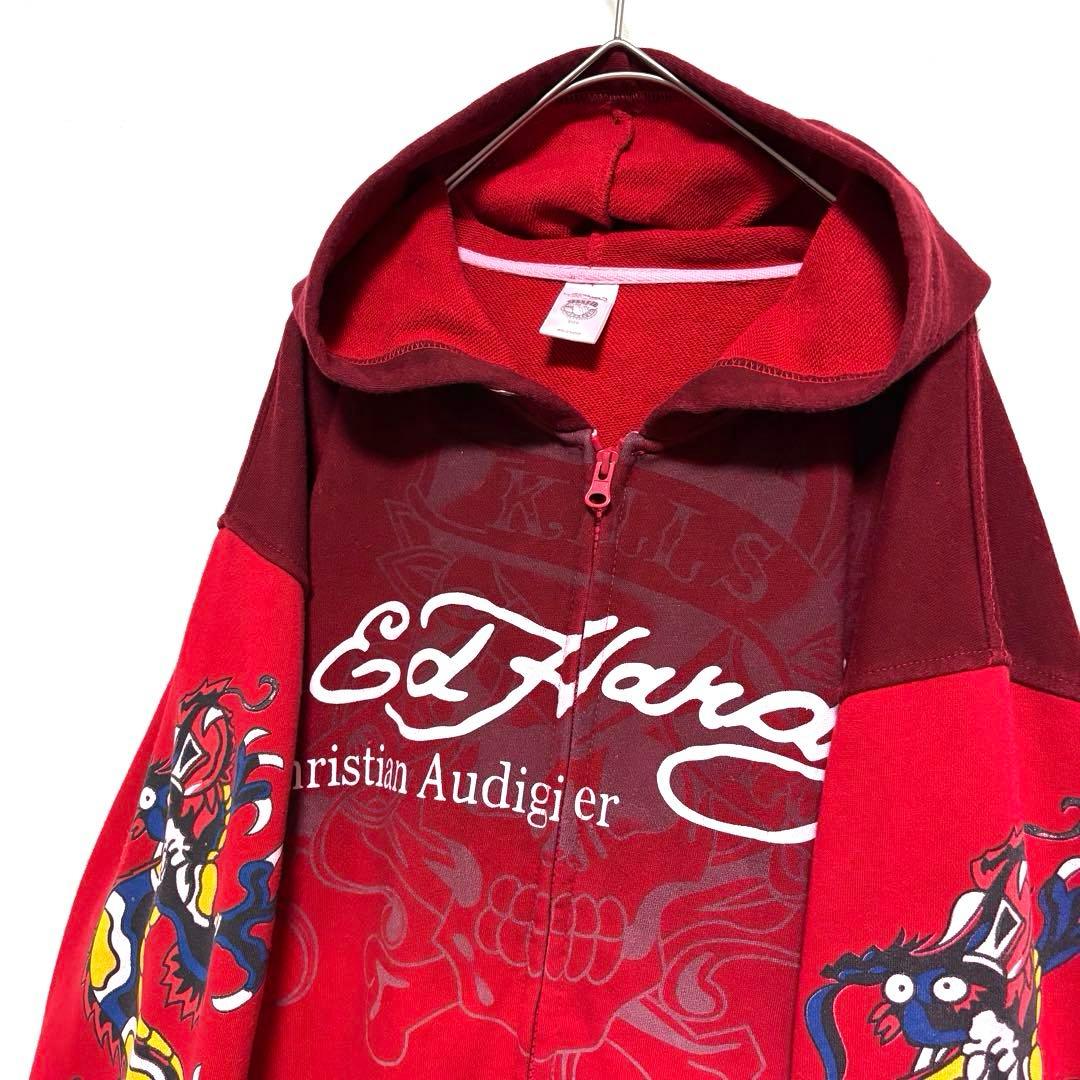 エドハーディー×クリスチャンオードジェ− フルジップパーカー　スカル　ドラゴン