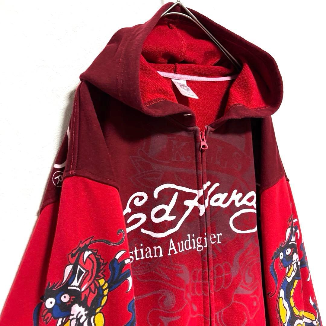 エドハーディー×クリスチャンオードジェ− フルジップパーカー　スカル　ドラゴン