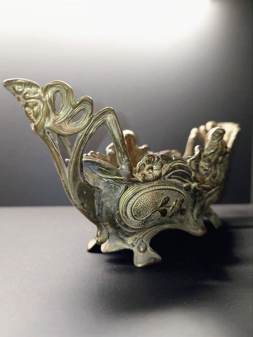 真鍮製 アンティーク ジャルディニエール アールヌーボーデザイン