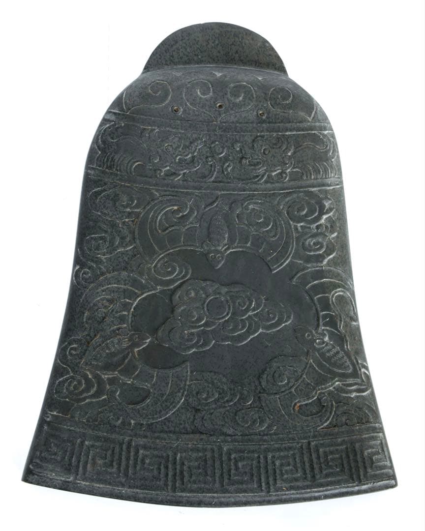 中国硯 鐘形 端渓硯 彫刻 文房四宝 古硯 石硯 木箱付 書