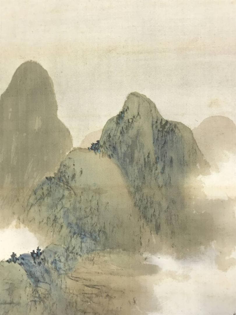 真作/奥谷秋石/秋山帰樵図/山水図/秋景山水図/掛軸/名家伝来/AE-13