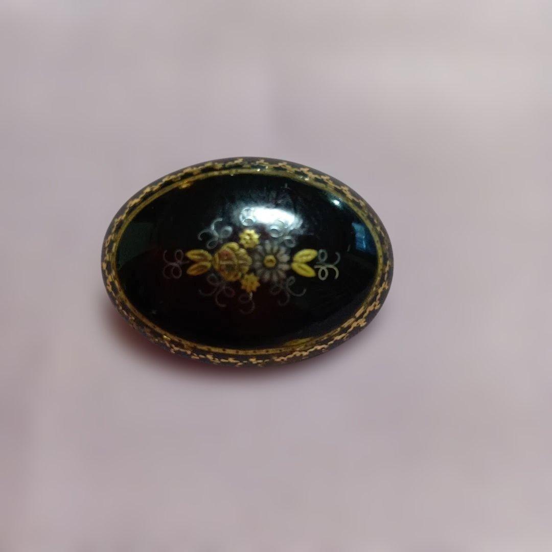 アンティーク象嵌ブローチ 花模様