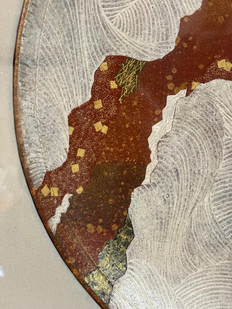 九谷焼 谷敷正人作 陶額雪月花『雪』飾絵皿 飾皿 陶板画