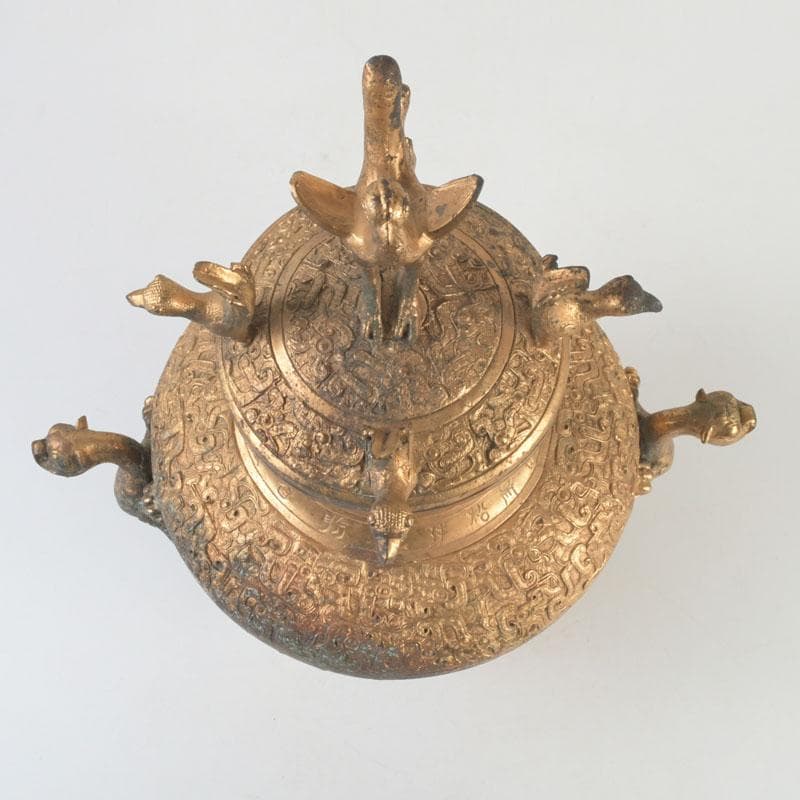 中国 古銅鍍金 漢詩刻 饕餮文 神獣蓋壷 M 9857A - メルカリ