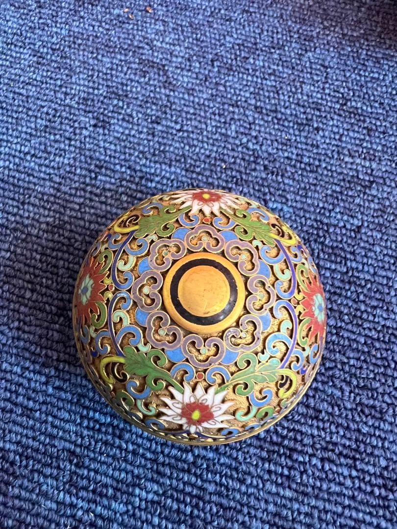 985 中国 景泰藍 七宝 琺瑯 香合1 花瓶1