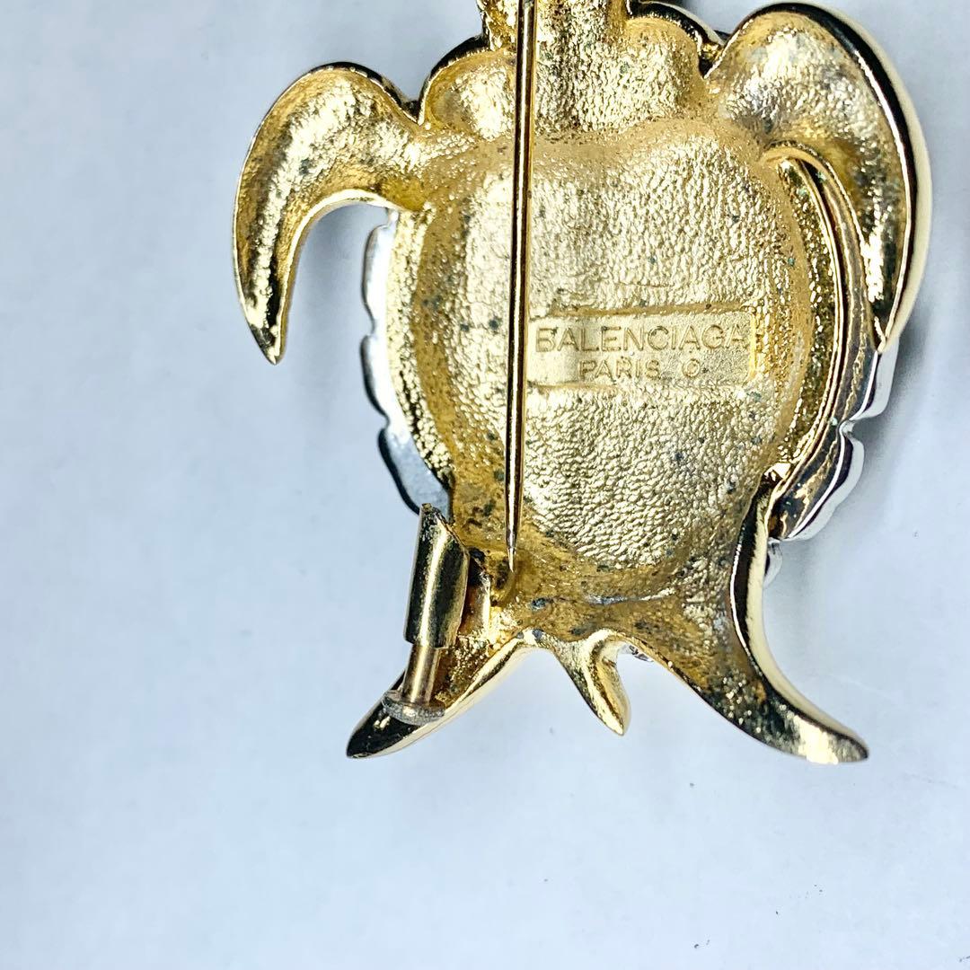 希少 バレンシアガ ブローチ 亀モチーフ タートル ラインストーン