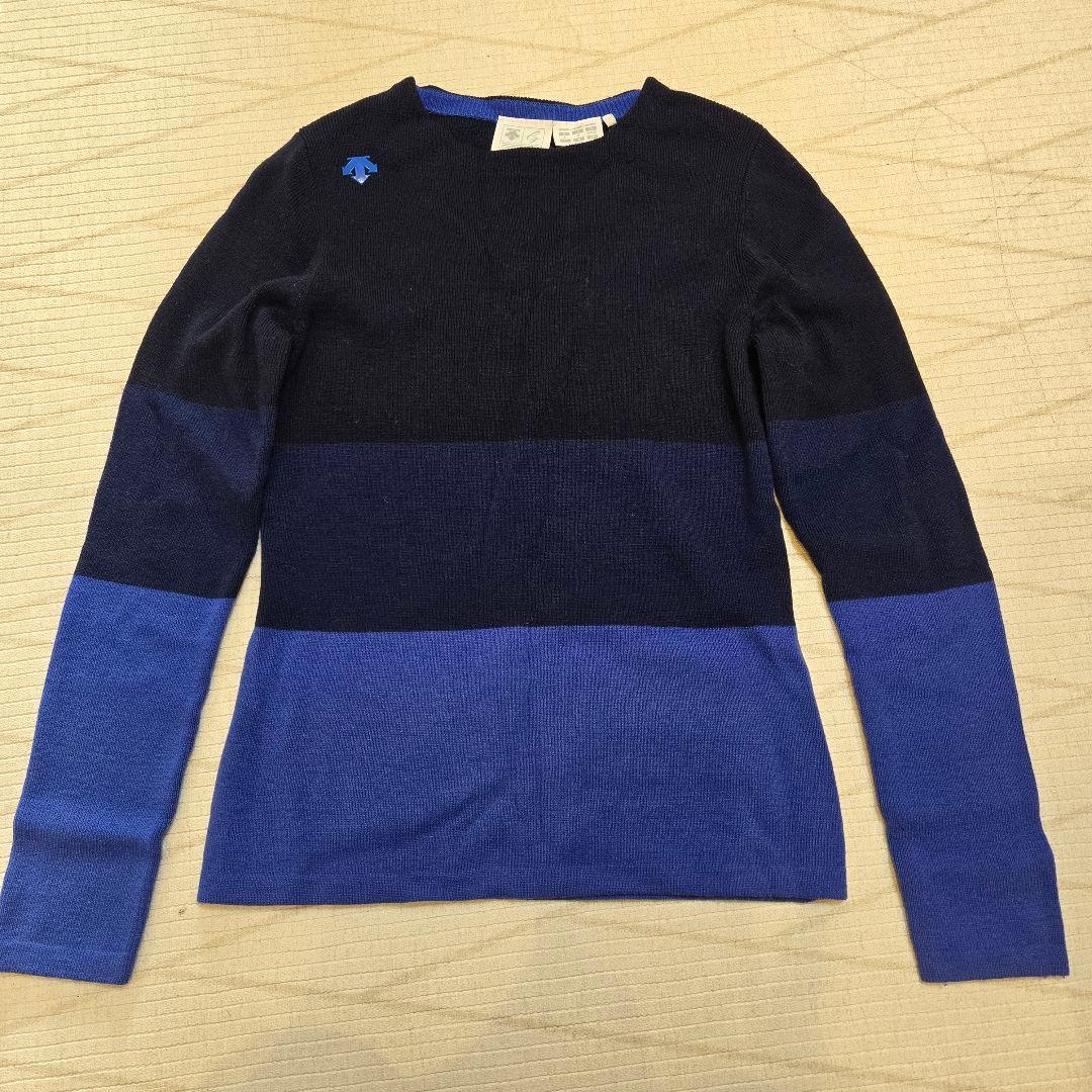 〖デサントゴルフ〗ニットセットアップ セーター ネイビー 青 ボーダー
