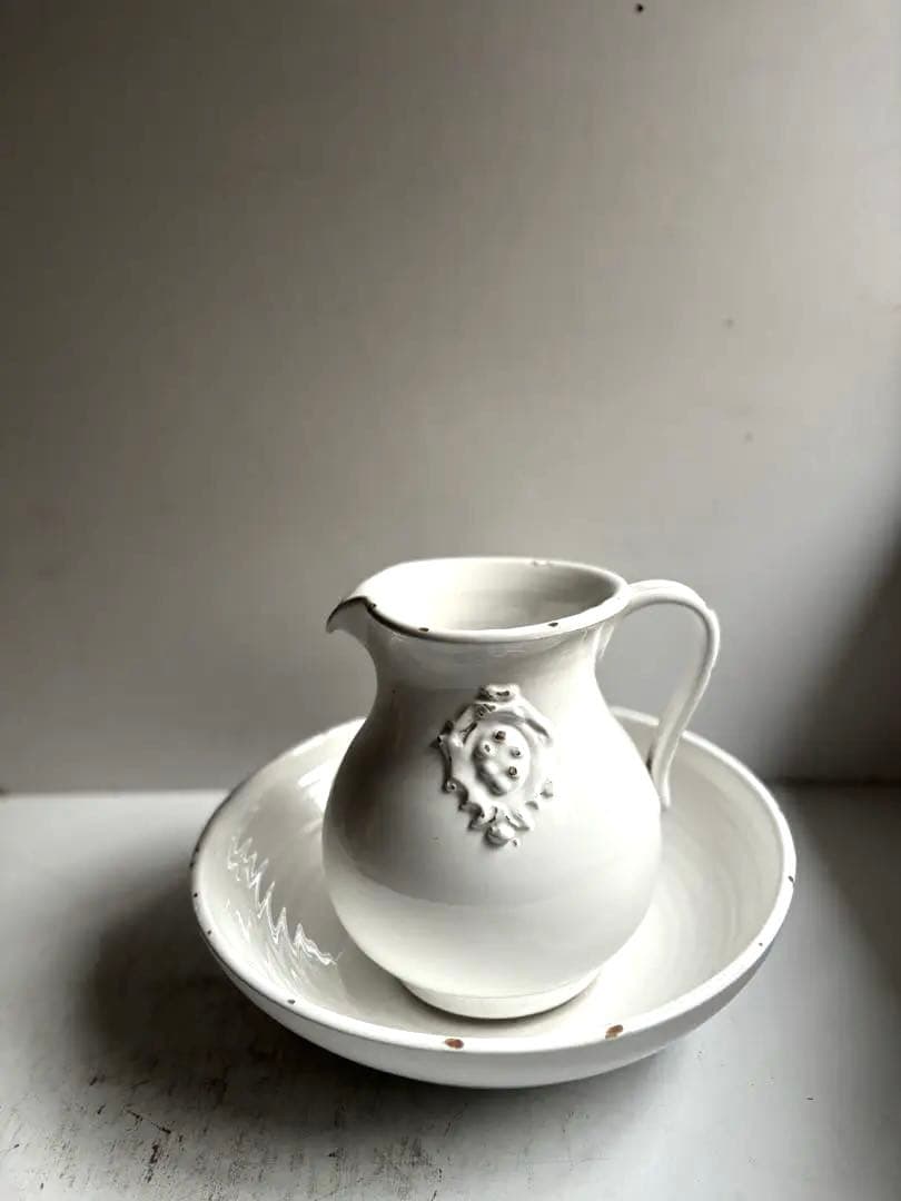 795 フランスアンティーク 雰囲気あるピッチャー&ボウル 蚤の市購入