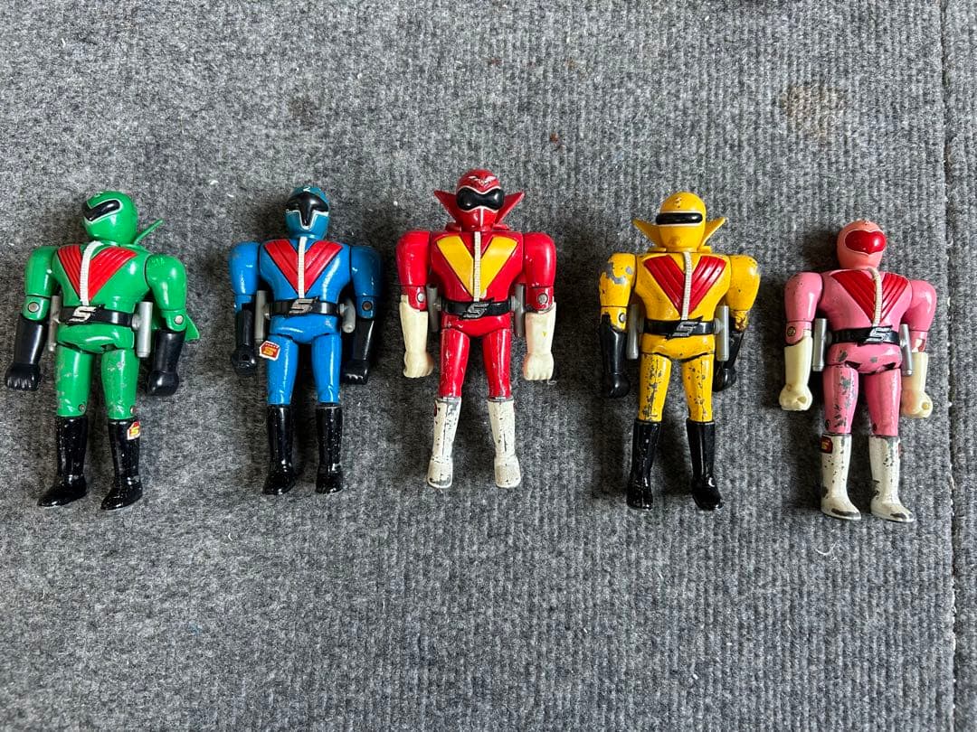 秘密戦隊ゴレンジャー　フィギュア超合金5体セット 秘密戦隊ゴレンジャー 5体セット 超合金 当時物 ∽当時物 玩具 ｜アカ