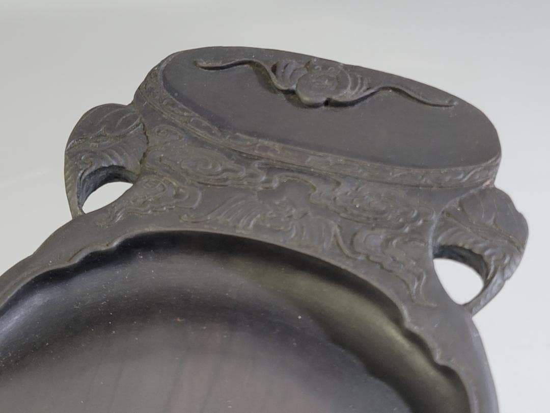 DT584 中国 文房具 端渓壷形 硯 唐木箱付