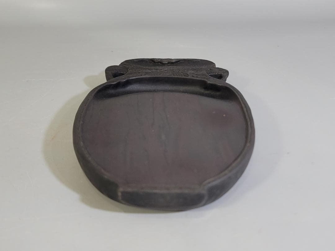 DT584 中国 文房具 端渓壷形 硯 唐木箱付