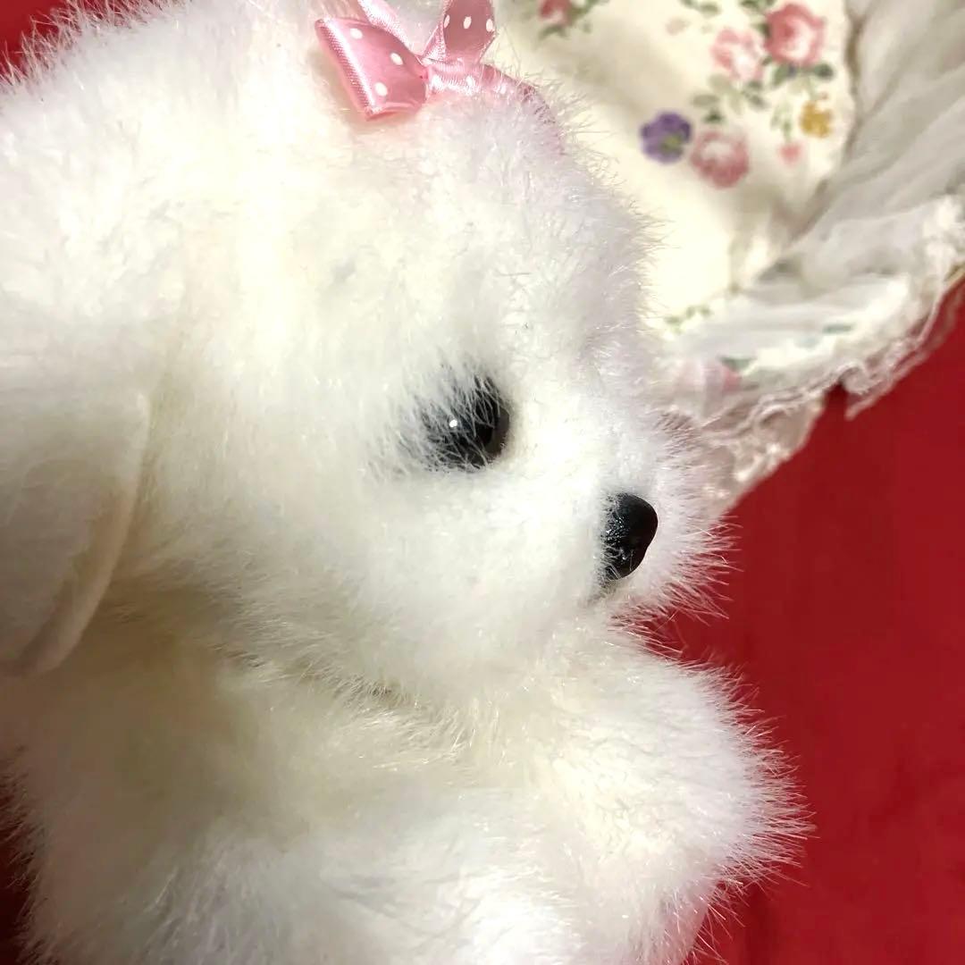 マルチーズぬいぐるみ　犬　白い犬　子犬　わんちゃん　レトロぬいぐるみ犬　リアル