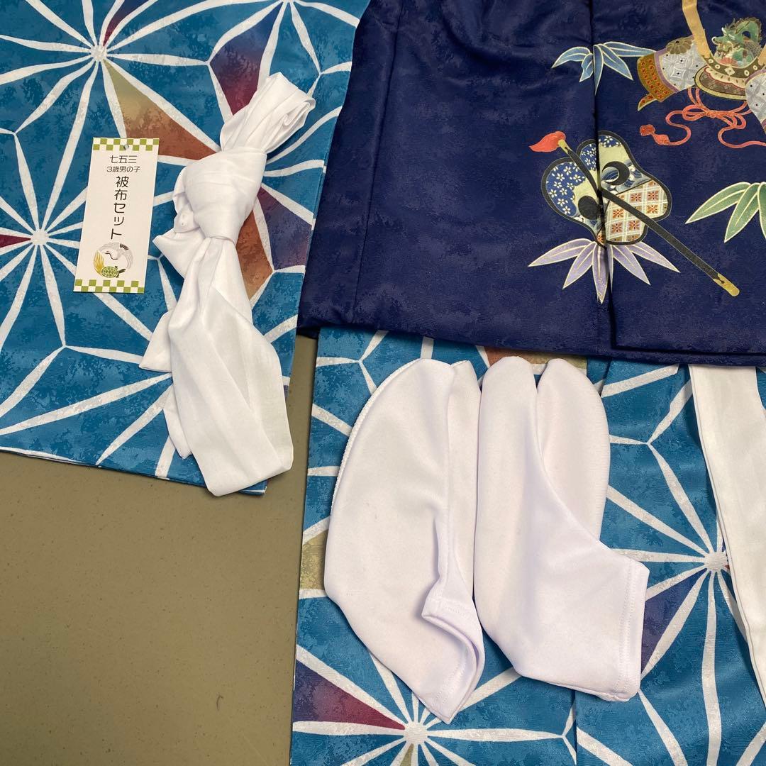 【七五三】3歳　男の子　被布コートセット　子供用衣装 紺色 花柄