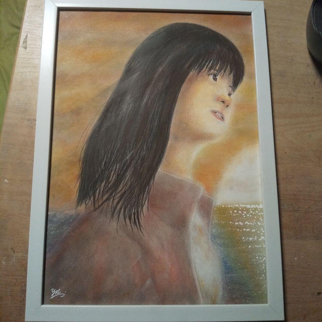 【匿名配送】絵画　「また明日」アート 原画　A4サイズ額つき