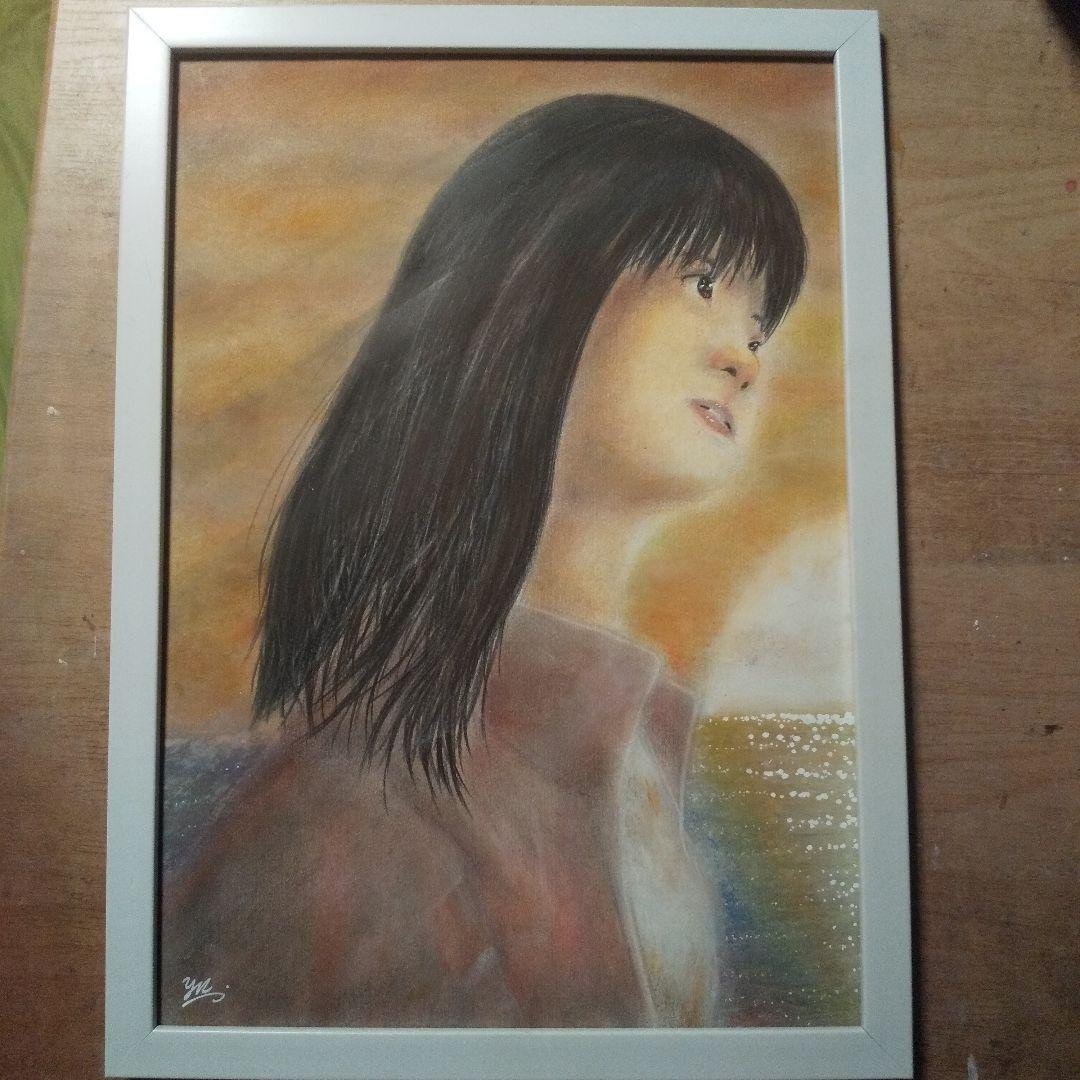 【匿名配送】絵画　「また明日」アート 原画　A4サイズ額つき