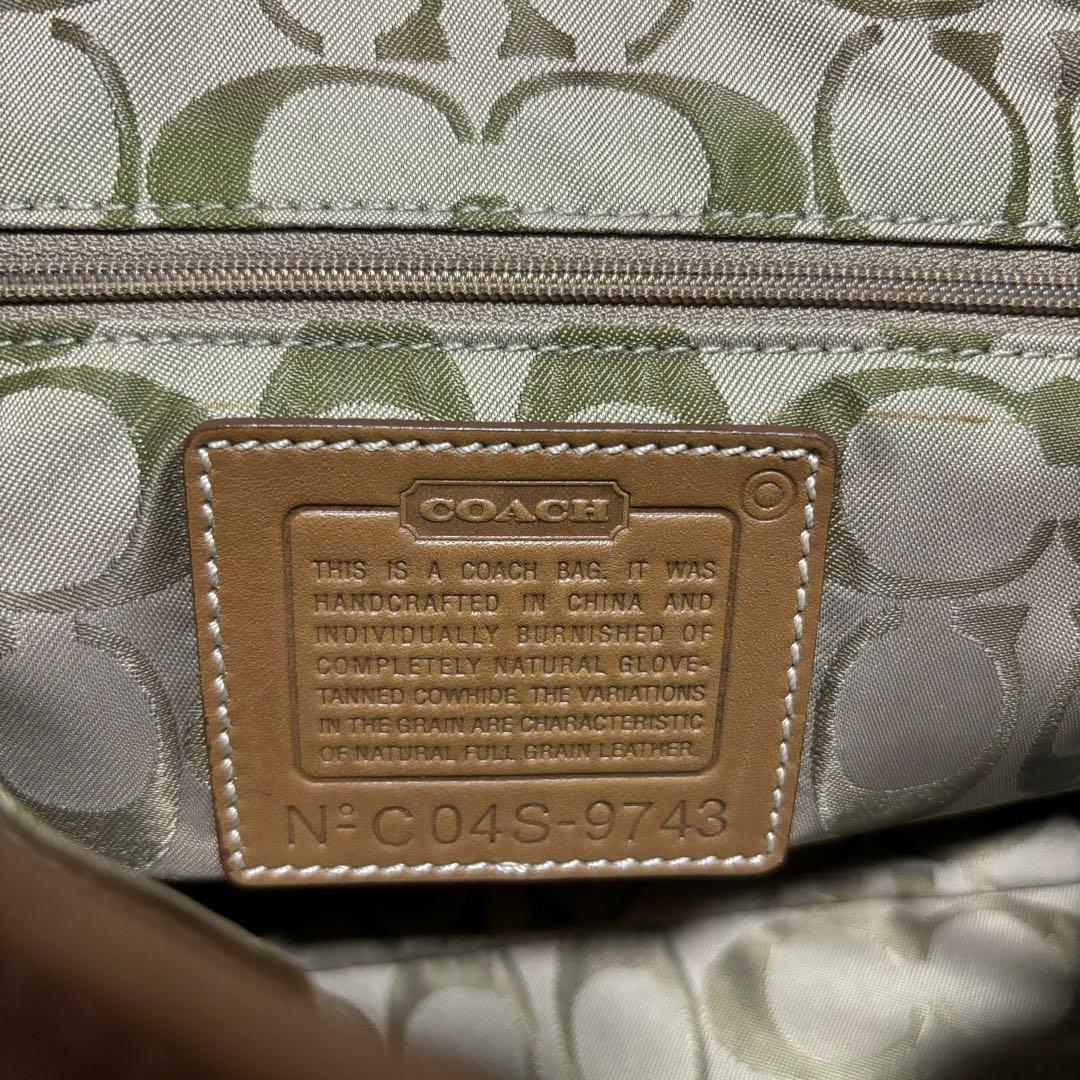COACH ブラウンレザー ハンドバッグ 付属巾着袋つき