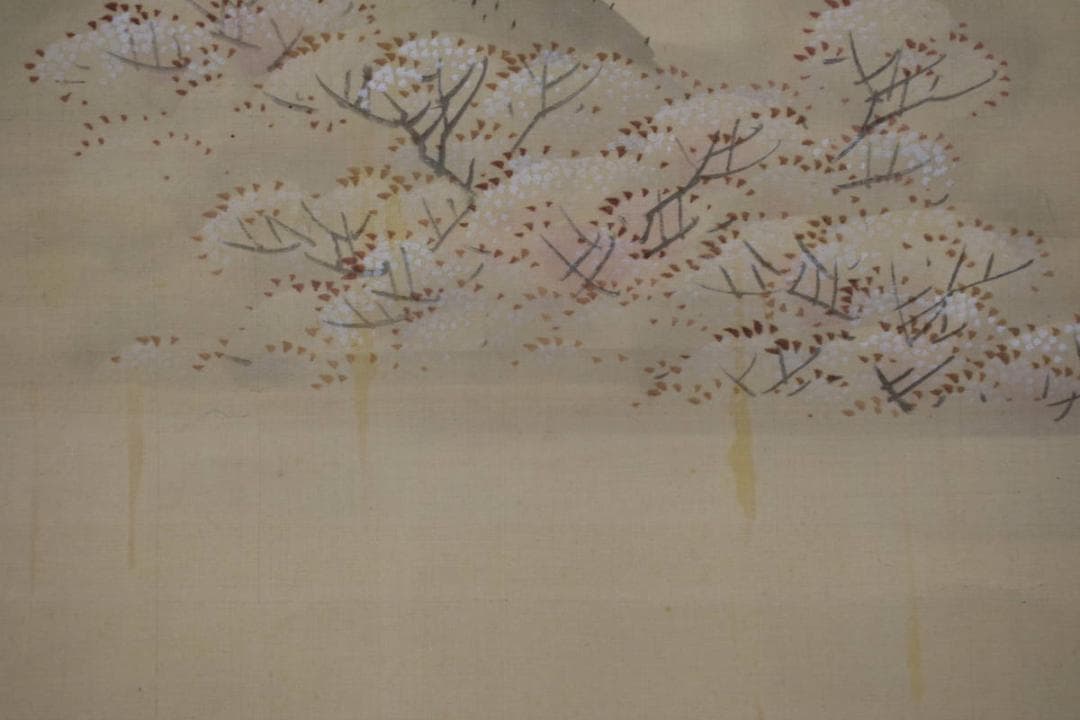 真作】吉村了斎/孝文/春秋之図/桜花紅葉図/双幅/掛軸☆宝船☆Y-707JM