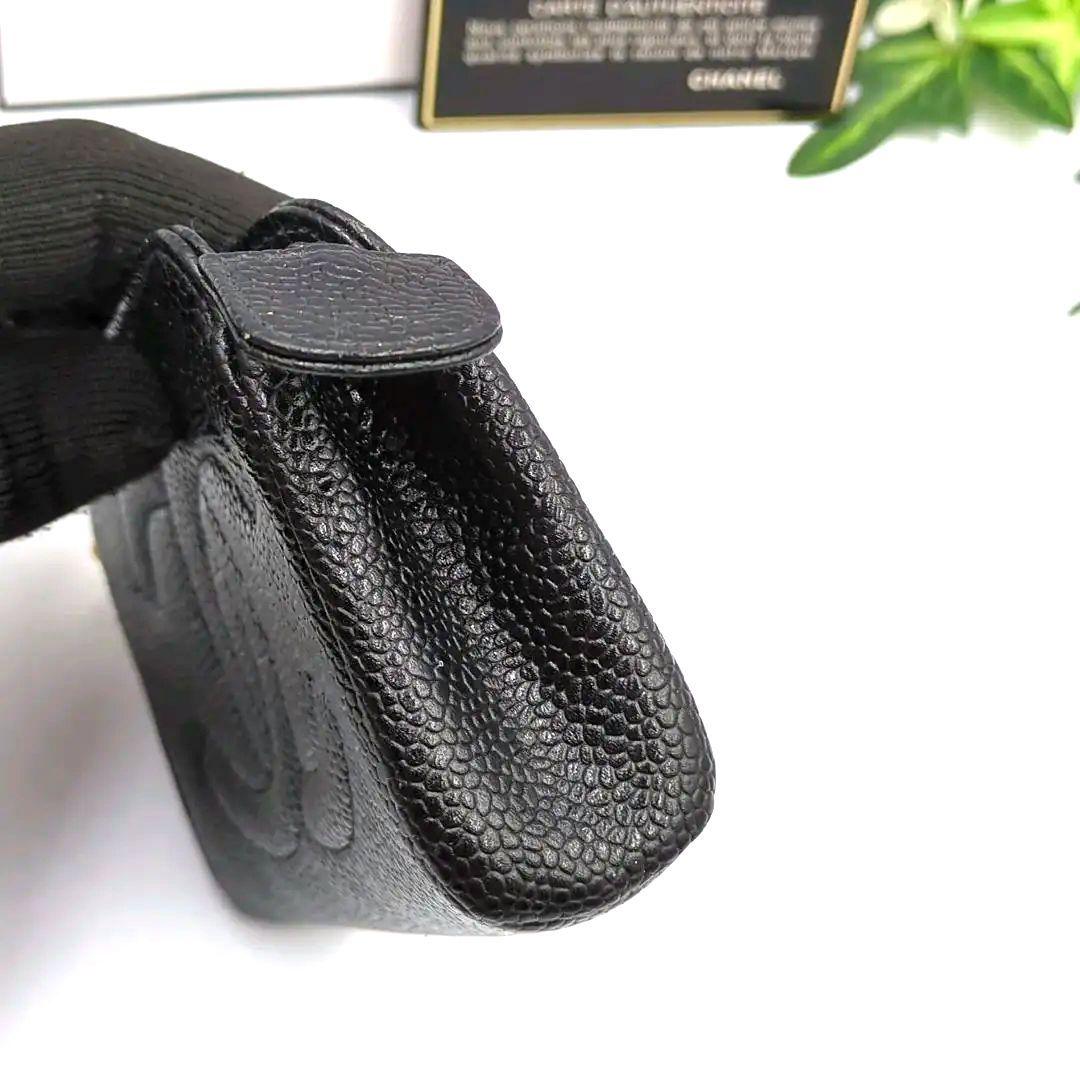 CHANEL　シャネル　ブラックレザー ミニポーチ ケース　コスメポーチ